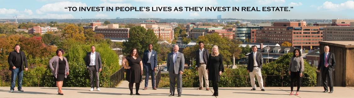 Team photo with quote 'to invest in people's lives as they invest in real estate