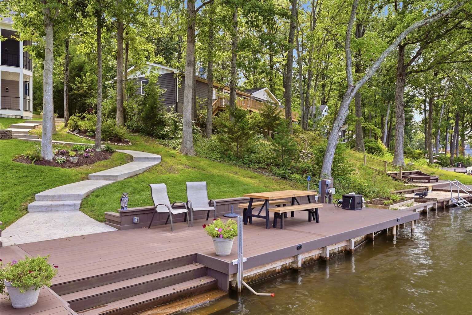 Waterfront Seating Area & Custom Stone Pathway View