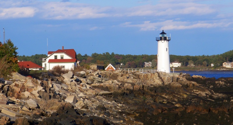 Portsmouth lighthouse at the entrance to the harbor.