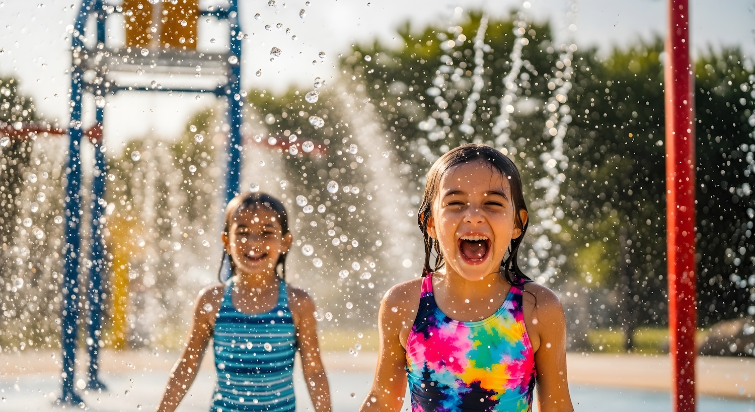 children playing at community pool