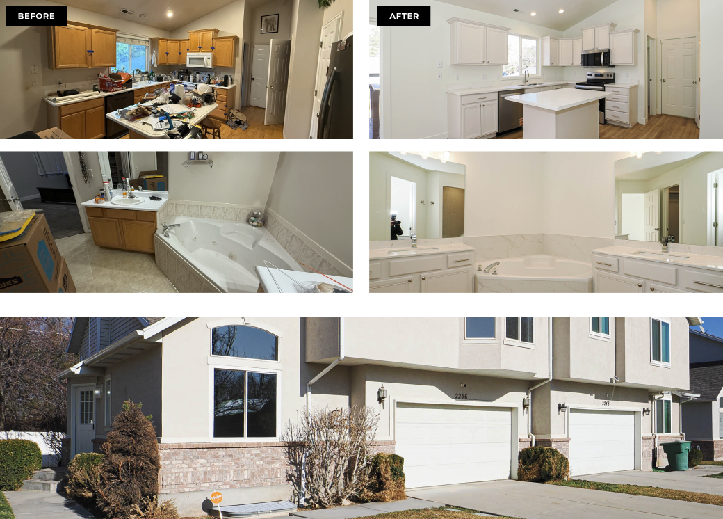 Before and after example of a remodeled Utah home
