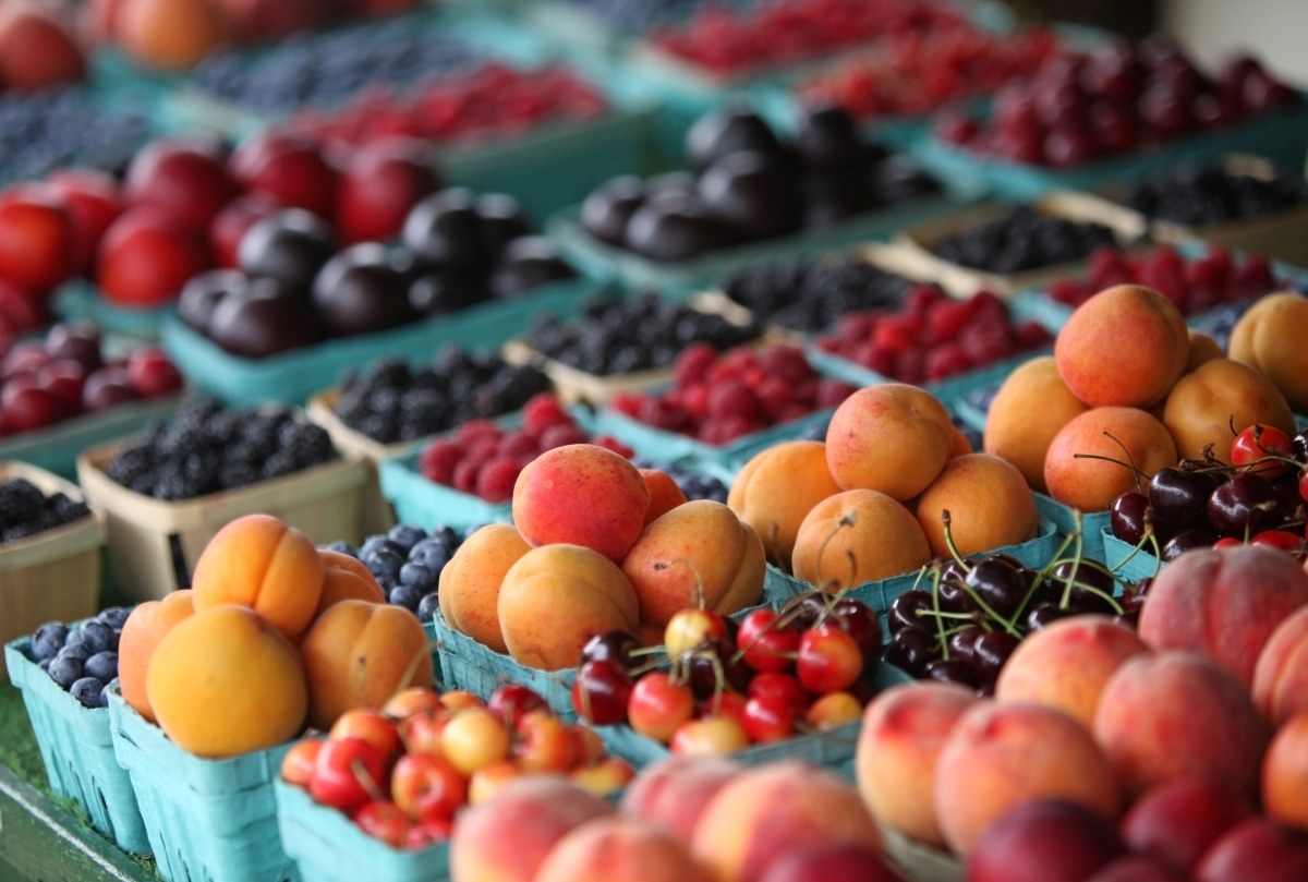 fruits in farmers market stand