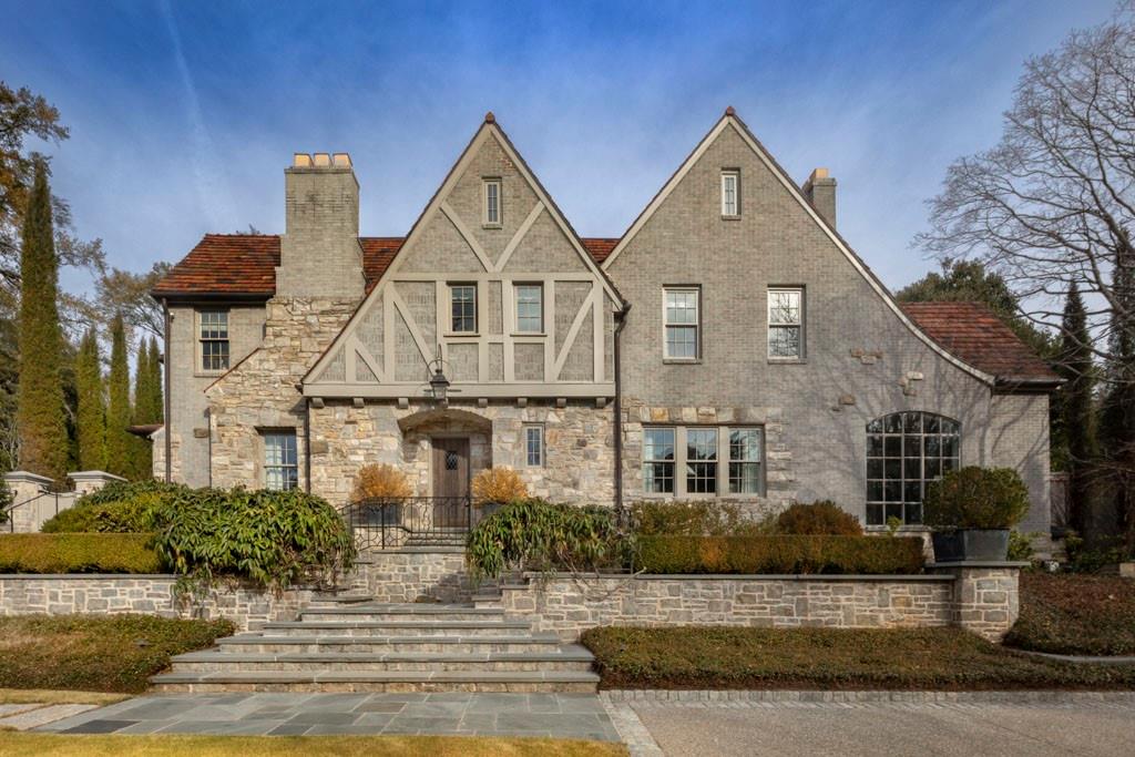 luxury home exterior with garden