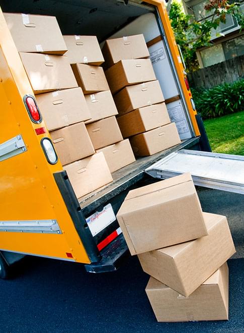 Moving truck full of boxes