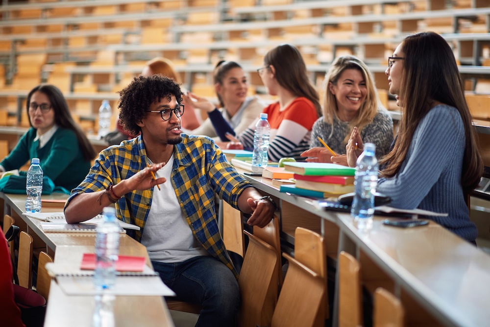 college students in lecture hall